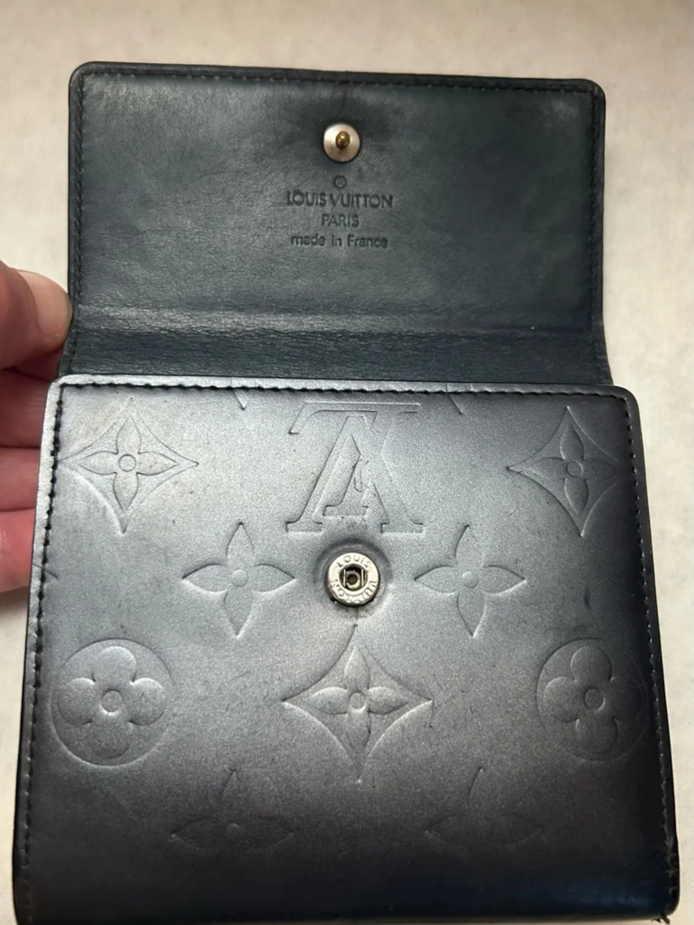 VTG Louis Vuitton Elise Compact Wallet in Monogram Mat Vernis Gray Leather - Picture 9 of 14